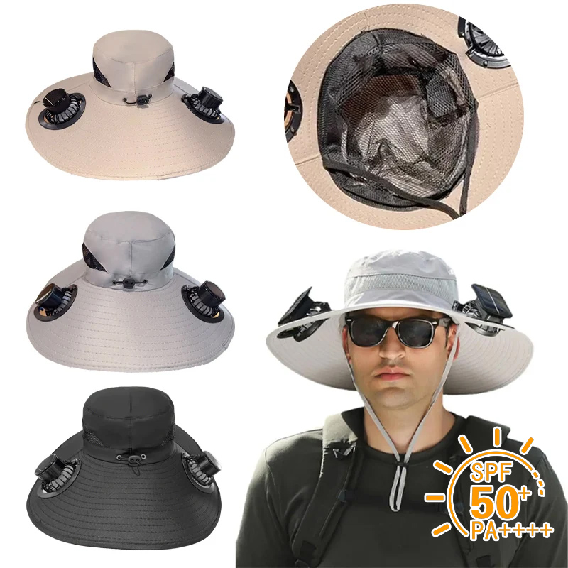Renewable Energy Fan - Solar Charging Umbrella Hat with Fan