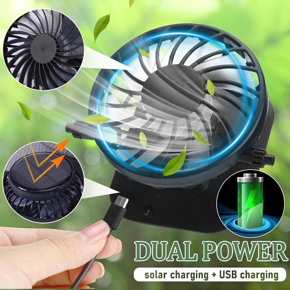 Solar Powered Fan Hat,USB Rech - Renewable Energy Fan avaliação e preço